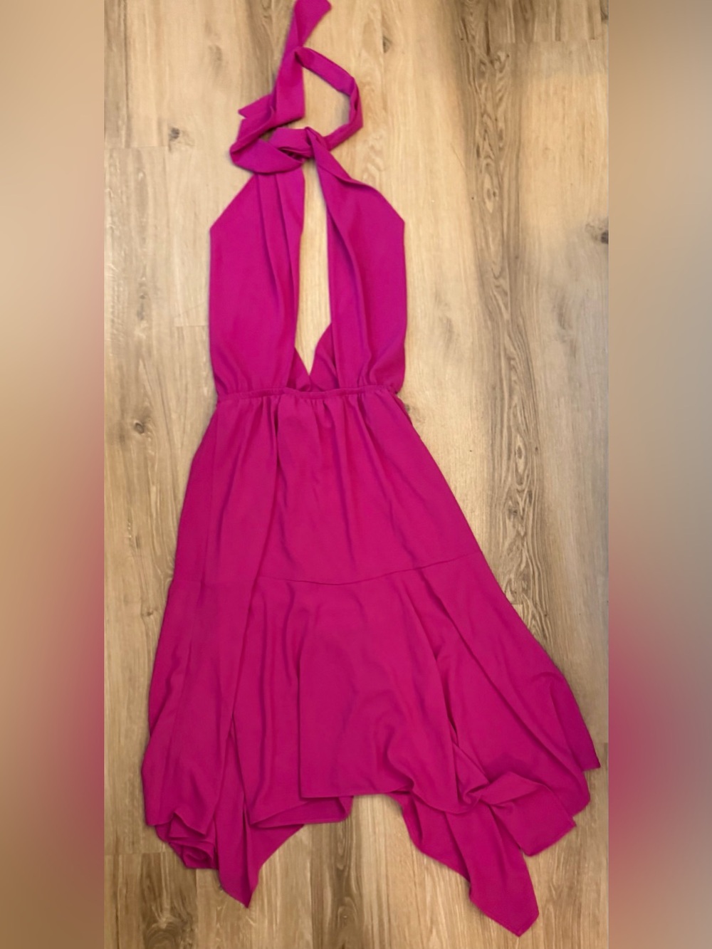 Vici Fuchsia Backless Halter Tie-Neck Dress